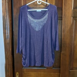 Women's 2X embellished purple sweater
